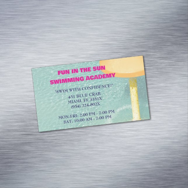 Pool Water Lessons for Swimming Magnetic Business Card (In Situ)