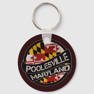 Poolesville Maryland flag grunge keychain