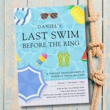Poolside Bachelor Party Invitation