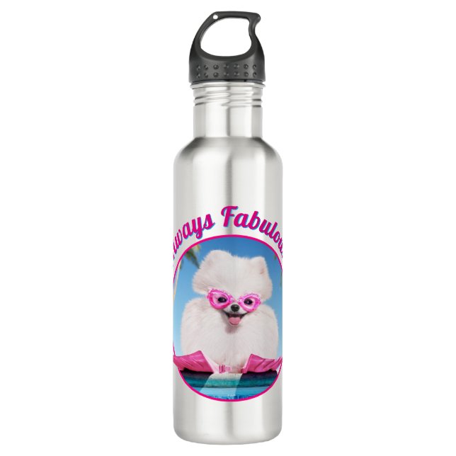 Poolside Dog In Flippers 710 Ml Water Bottle (Front)