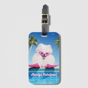 Poolside Dog In Flippers Luggage Tag