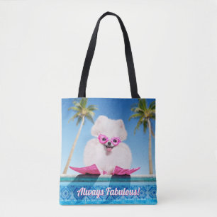 Poolside Dog In Flippers Tote Bag