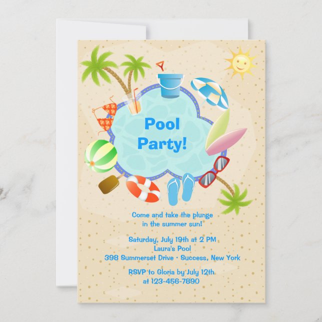 Poolside Invitation (Front)