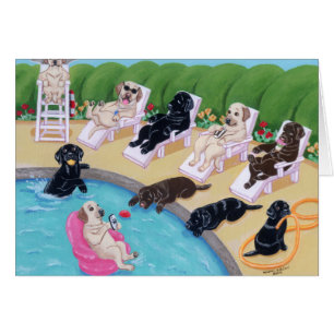 Poolside Party Labradors Painting
