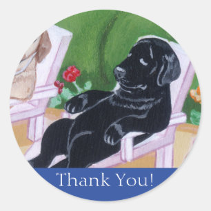 Poolside Party Labradors Painting Classic Round Sticker