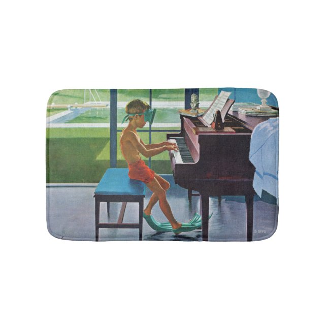 Poolside Piano Practice Bath Mat (Front)