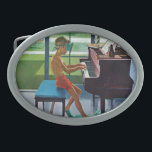 Poolside Piano Practice Belt Buckle<br><div class="desc">Artist: George Hughes | Boy practicing piano in mask and flippers</div>