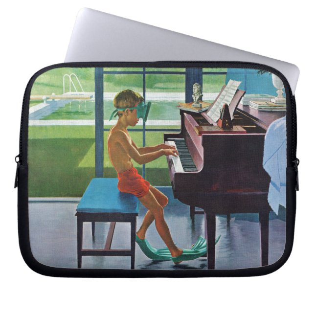 Poolside Piano Practice Laptop Sleeve (Front)