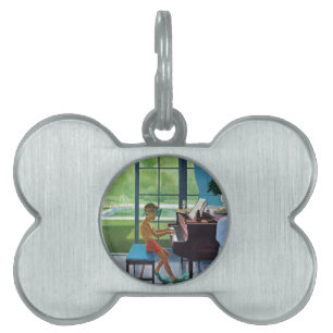 Poolside Piano Practice Pet ID Tag