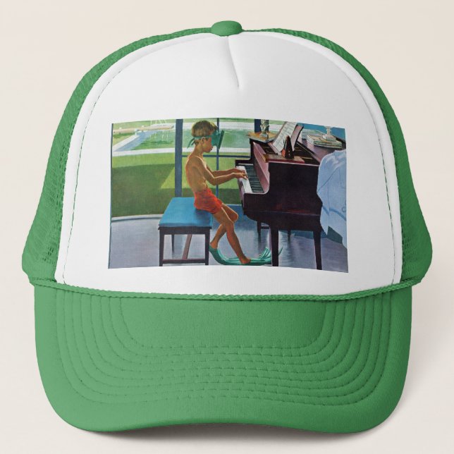 Poolside Piano Practice Trucker Hat (Front)