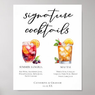 Poolside Signature Cocktails Sangria Wedding Menu Poster