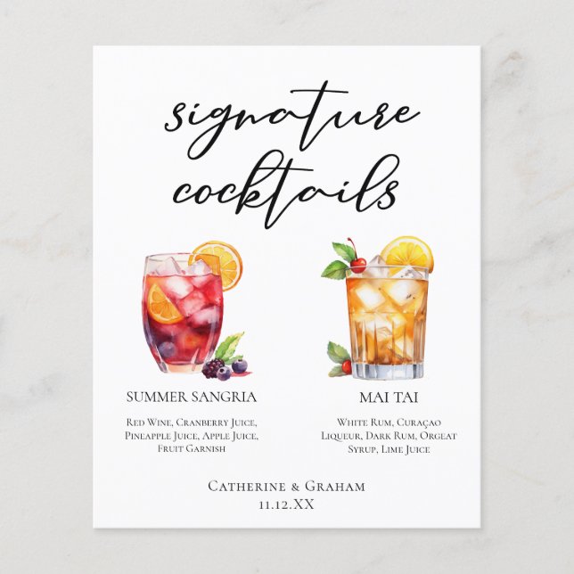 Poolside Signature Cocktails Wedding Menu (Front)