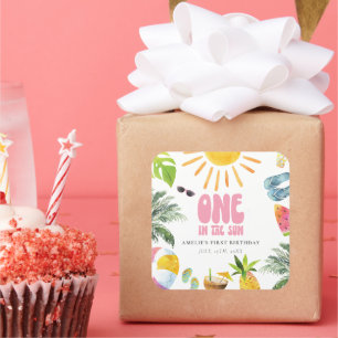 Poolside Theme 1st Birthday Square Sticker