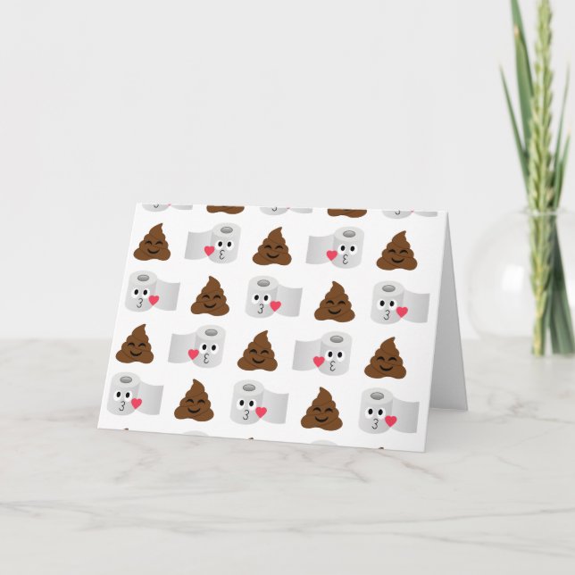 poop emoji and toilet tissue paper card (Front)