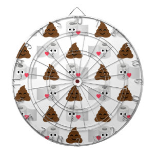 poop emoji and toilet tissue paper dartboard