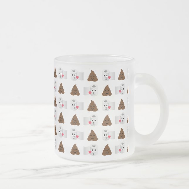 poop emoji and toilet tissue paper frosted glass coffee mug (Right)