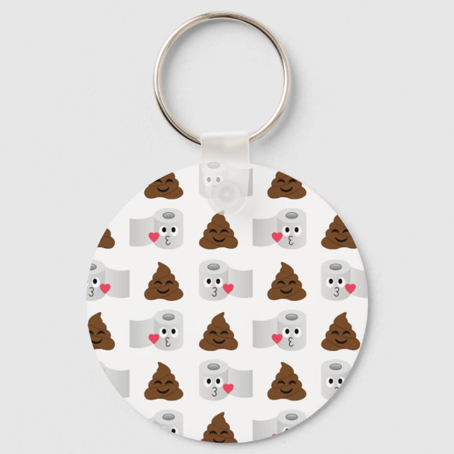 poop emoji and toilet tissue paper key ring (Front)