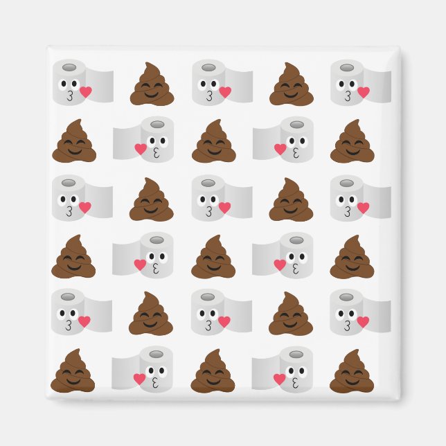 poop emoji and toilet tissue paper magnet (Front)