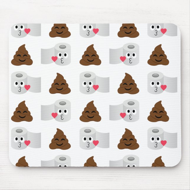 poop emoji and toilet tissue paper mouse mat (Front)