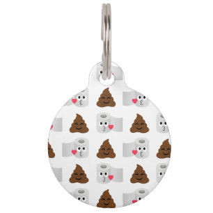 poop emoji and toilet tissue paper pet tag