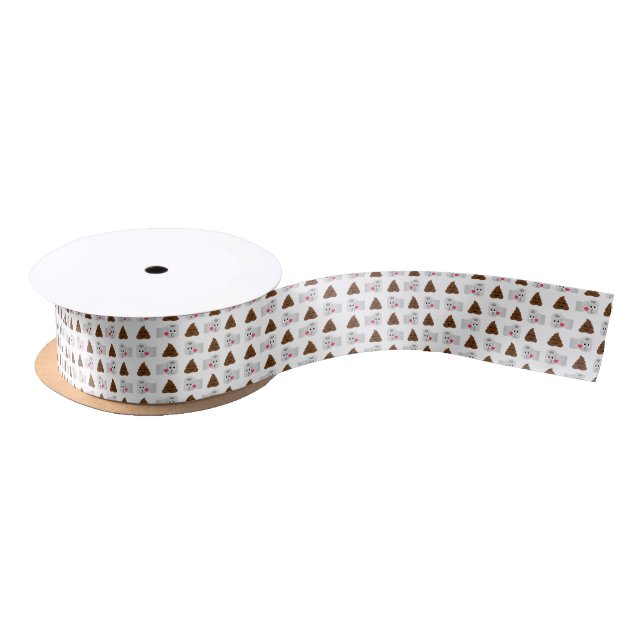 poop emoji and toilet tissue paper satin ribbon (Spool)
