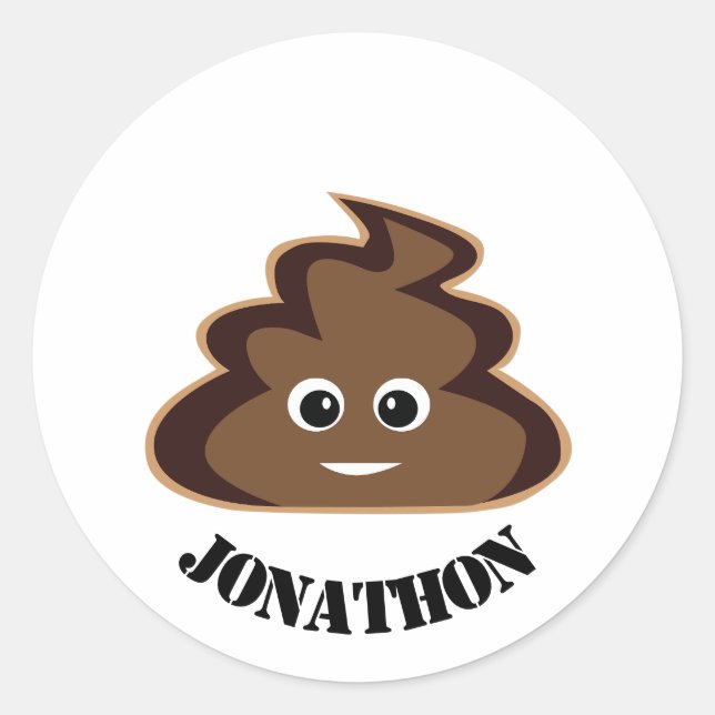 Poop Emoji Birthday Party Favour Classic Round Sticker (Front)
