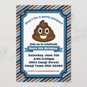 Poop Emoji Boy Birthday Invitation