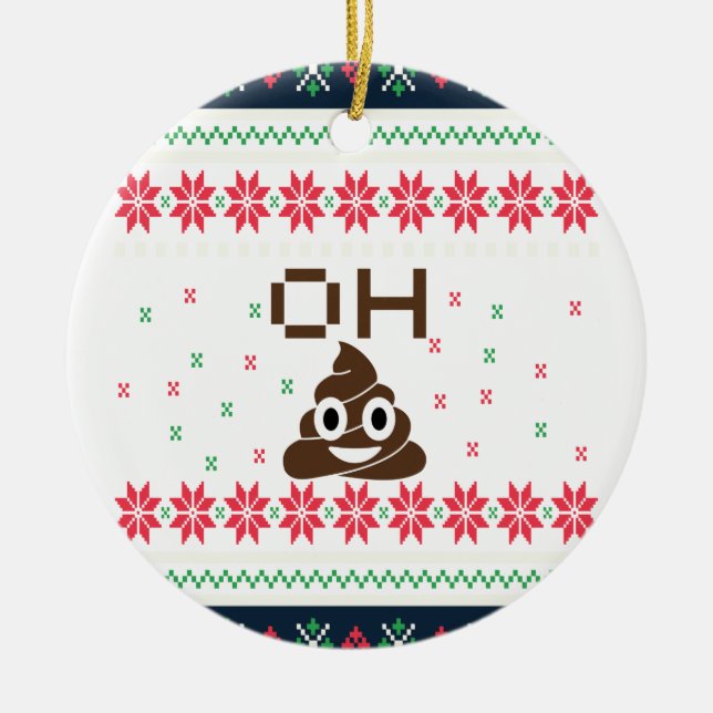 Poop emoji ceramic tree decoration (Front)