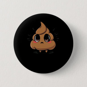 Poop Emoji Chibi Sticker 6 Cm Round Badge