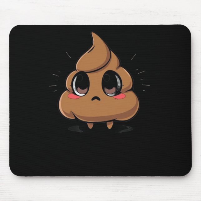 Poop Emoji Chibi Sticker  Mouse Mat (Front)