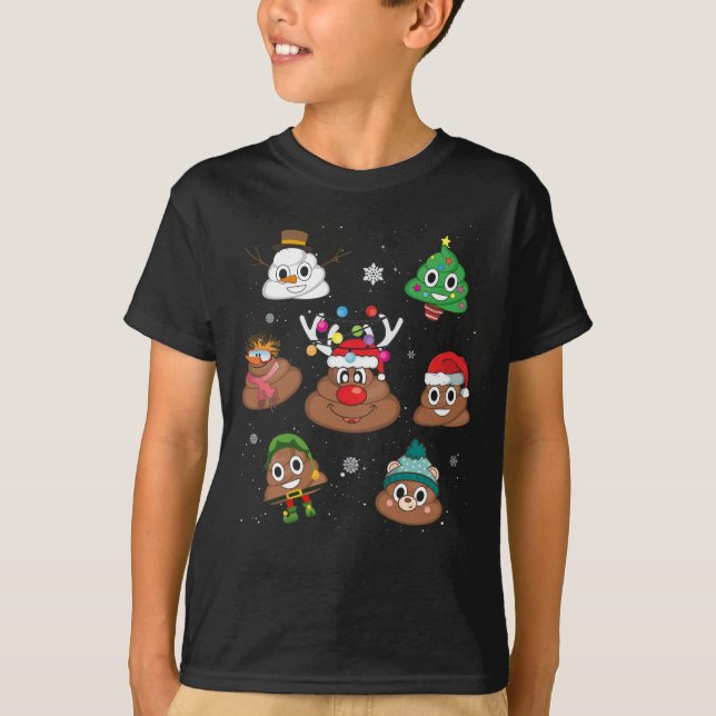 Poop Emoji Christmas Pajama T-Shirt (Front)