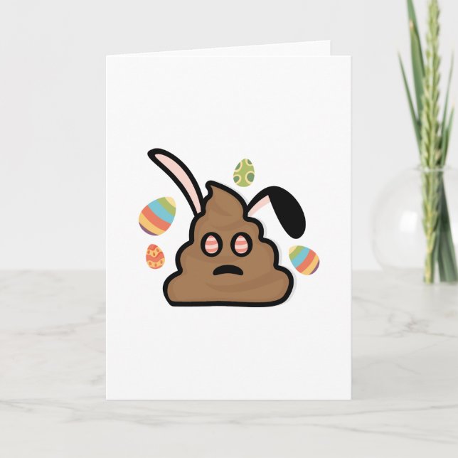 Poop Emoji Easter Bunny Ears Funny Holiday Card (Front)
