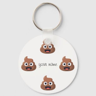 Poop Emoji Face  and '' Your Name Here " Key Ring