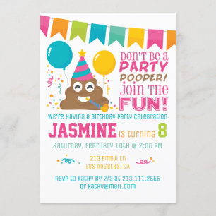 Poop Emoji Funny Birthday Party Invitation