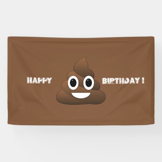 Poop Emoji Happy Birthday Banner (Horizontal)
