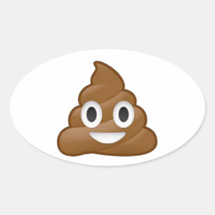 Poop emoji oval sticker