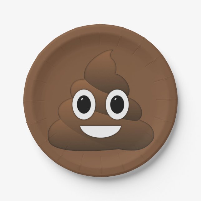 Poop Emoji Paper Plates, 7" Plate (Front)