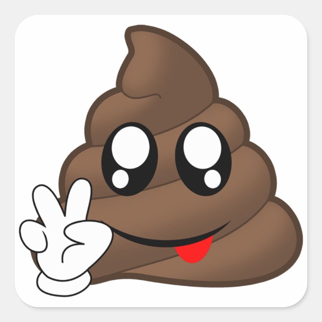 Poop Emoji Peace Sign Hands Square Sticker (Front)
