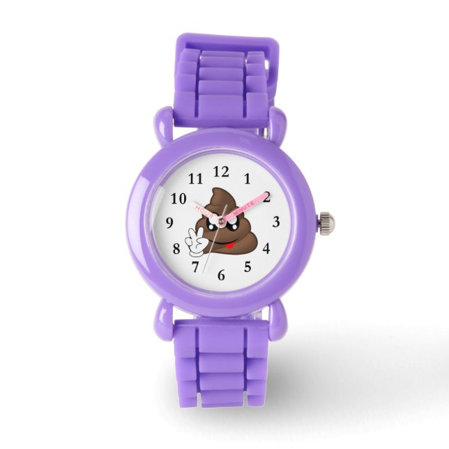Poop Emoji Peace Sign Hands Watch (Front)