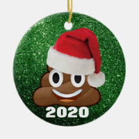 Poop Emoji Santa Hat Green Glitter 2020 Christmas
