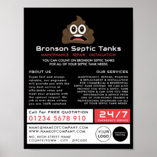 Poop Emoji, Septic Company, Septic Engineer Advert Poster