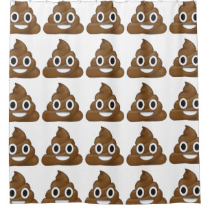 Poop emoji shower curtain