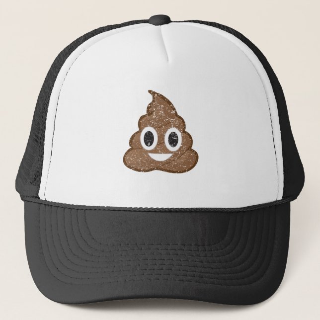 Poop emoji vintage trucker hat (Front)