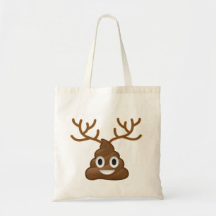 Poop Emoji with Antlers Tote Bag
