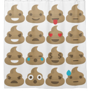 poop emojis bathroom shower curtain