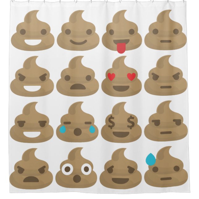 poop emojis bathroom shower curtain (Front)