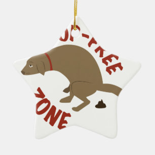 Poop-Free Zone Ceramic Tree Decoration