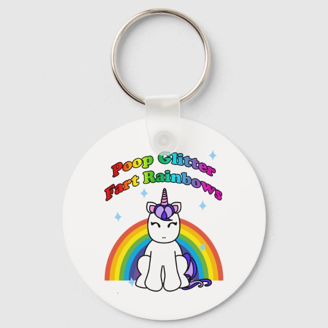Poop Glitter Fart Rainbows Key Ring (Front)