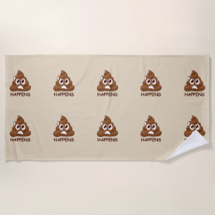 Poop Happens Emoji (brown) Beach/ Bath Towel