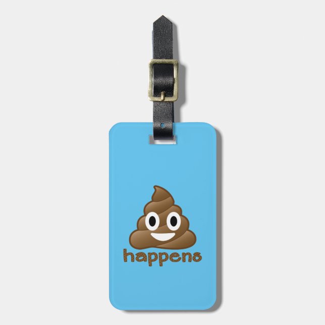 Poop Happens Emoji Luggage Tag (Front Vertical)